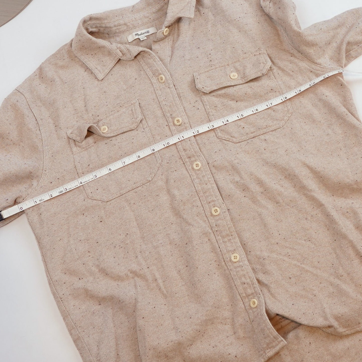 Madewell Donegal Flannel Kentwood Oversized Shirt Jacket Speckled Beige - S
