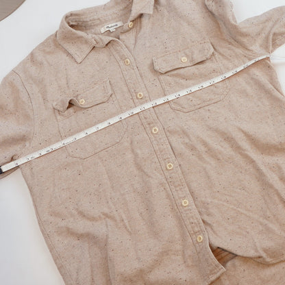 Madewell Donegal Flannel Kentwood Oversized Shirt Jacket Speckled Beige - S
