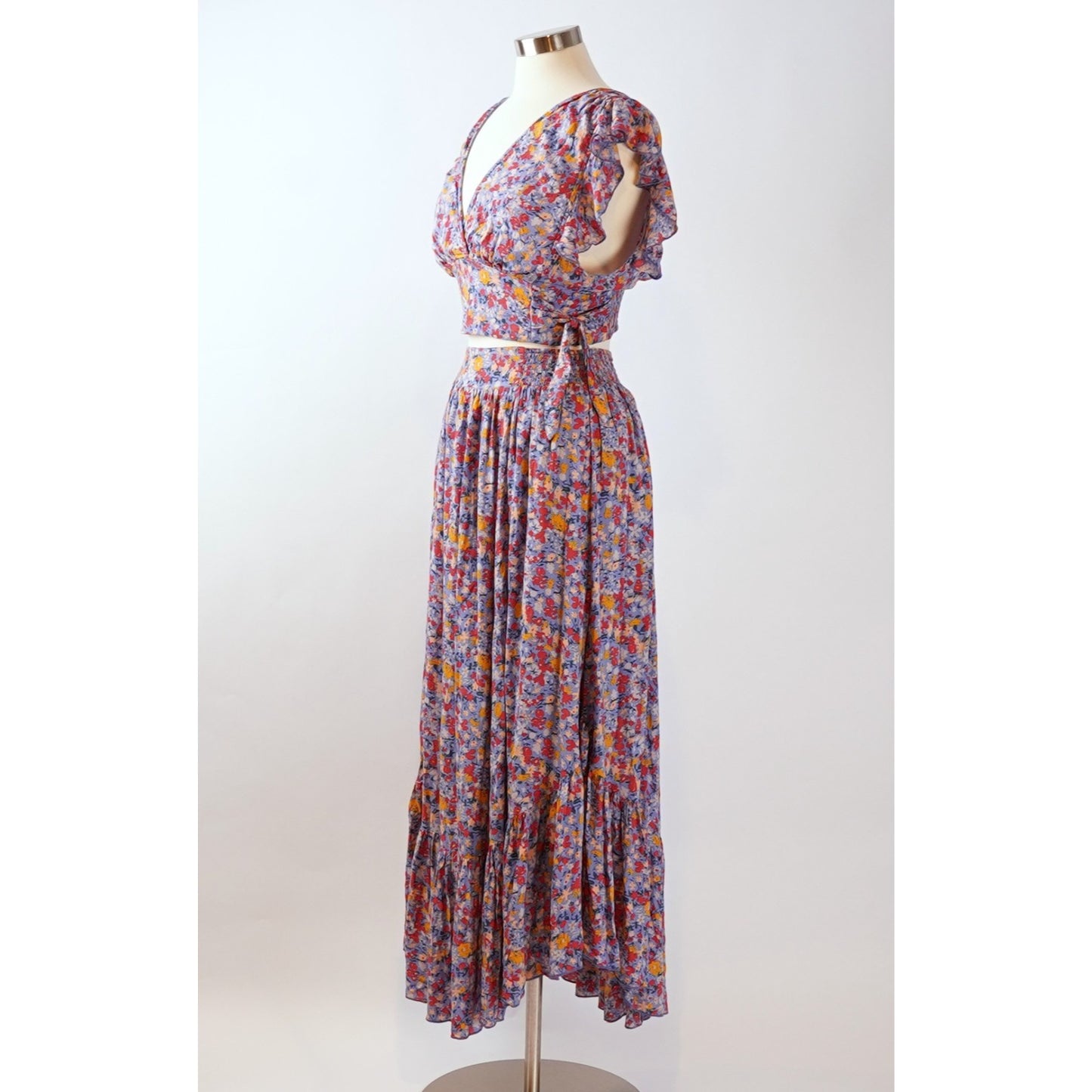 Free People Pretty Daze Maxi Skirt Set Blue Combo - S