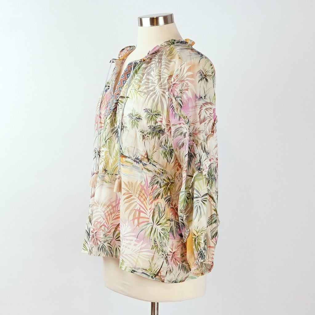 Johnny Was Boho Print Long Sleeve Peasant Blouse Top - S