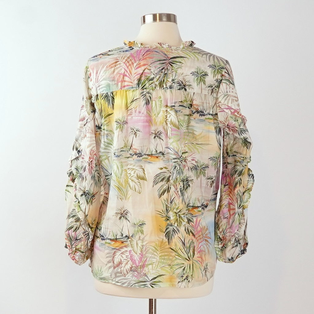 Johnny Was Boho Print Long Sleeve Peasant Blouse Top - S