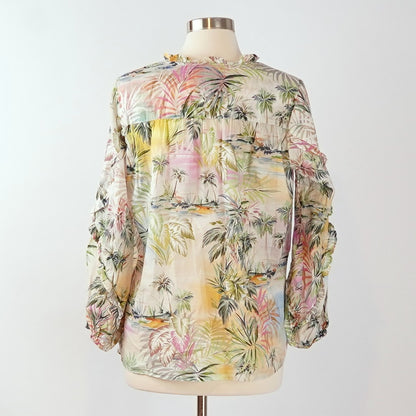 Johnny Was Boho Print Long Sleeve Peasant Blouse Top - S
