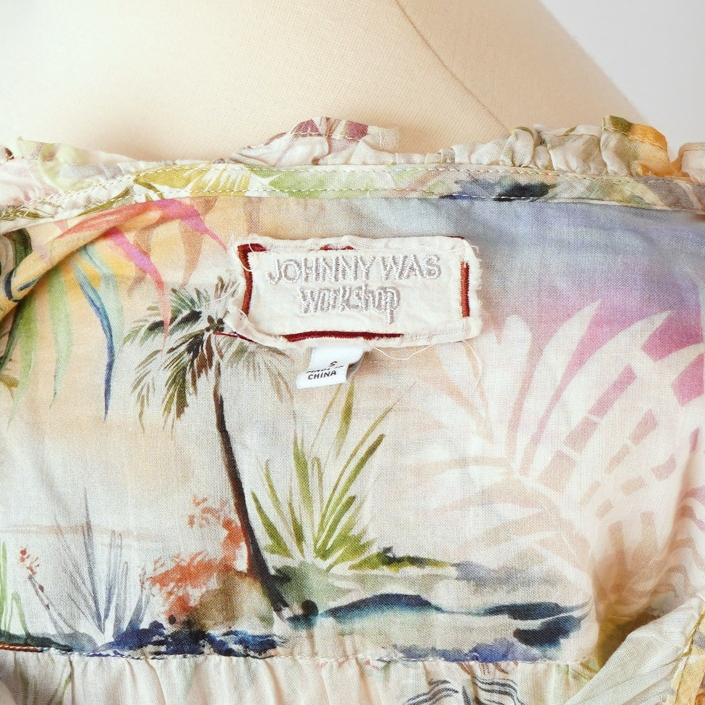 Johnny Was Boho Print Long Sleeve Peasant Blouse Top - S