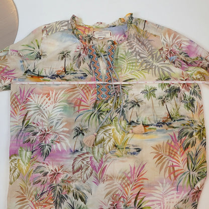 Johnny Was Boho Print Long Sleeve Peasant Blouse Top - S