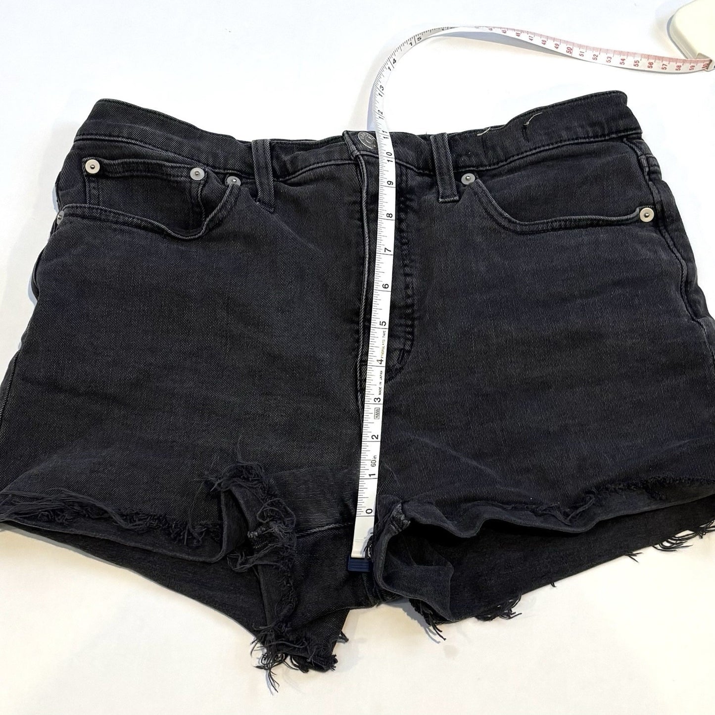 Madewell High Rise Cutoff Jean Shorts Black Denim Raw Hem - 29