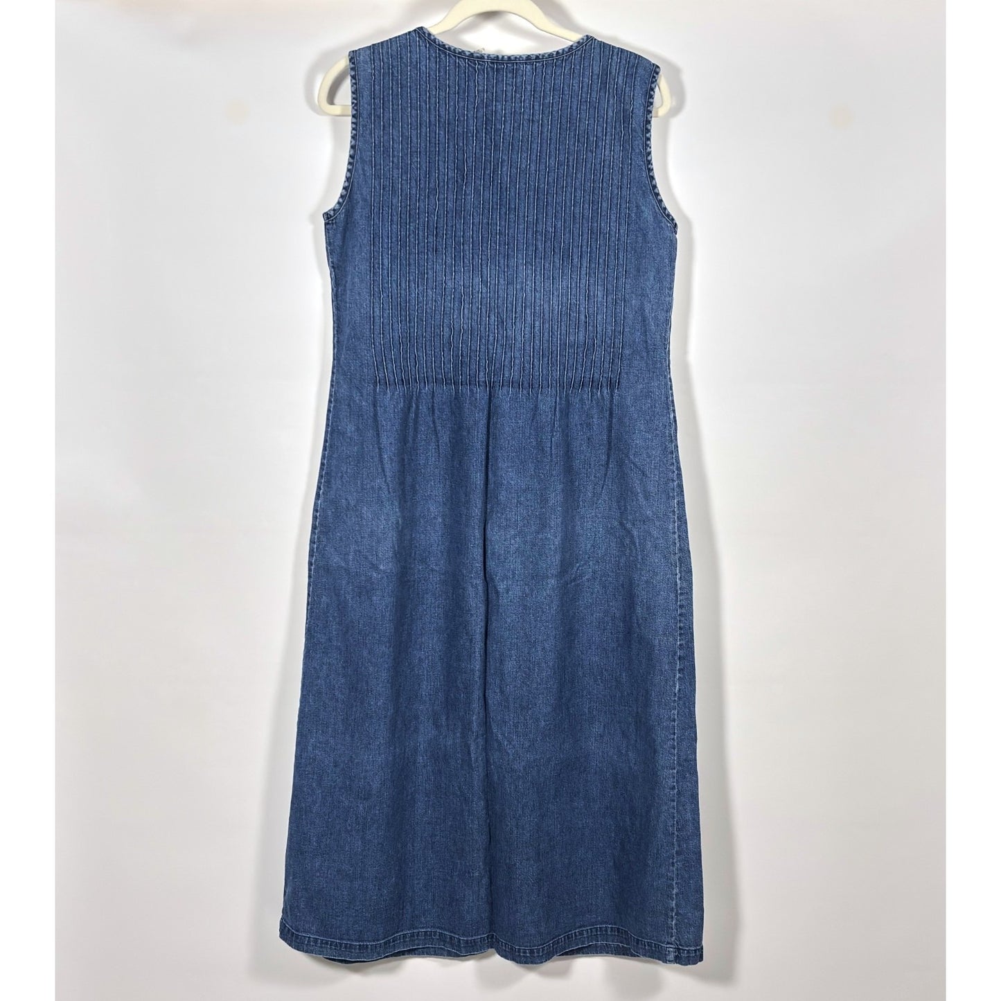 Vintage LL Bean Traveler Denim Midi Maxi Shirt Dress Sleeveless - 10