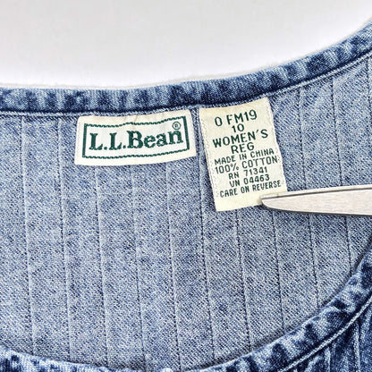 Vintage LL Bean Traveler Denim Midi Maxi Shirt Dress Sleeveless - 10