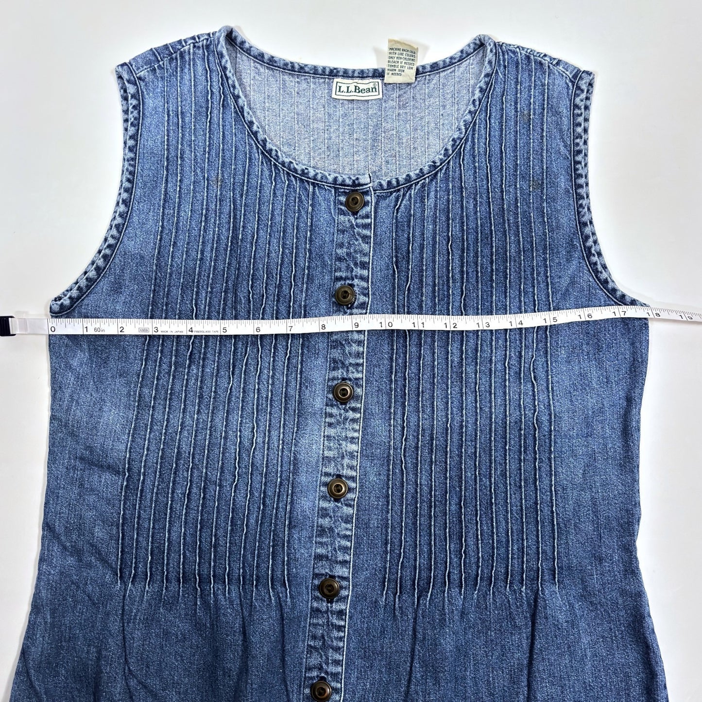 Vintage LL Bean Traveler Denim Midi Maxi Shirt Dress Sleeveless - 10