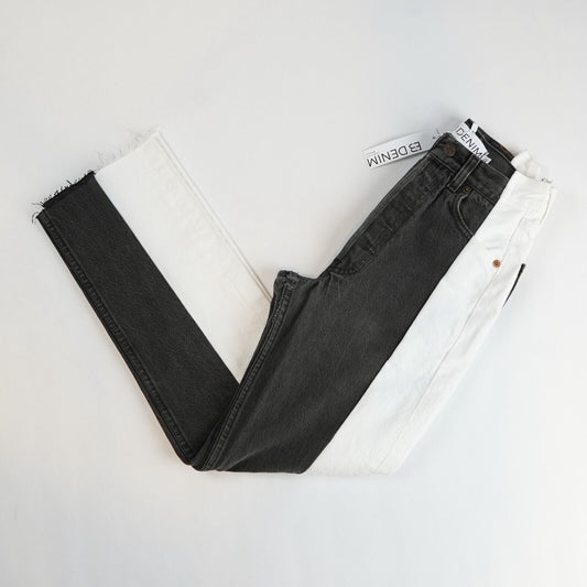 EB DENIM Black & Whites Upcycled Levi Straight Leg Jeans - 22/XXS