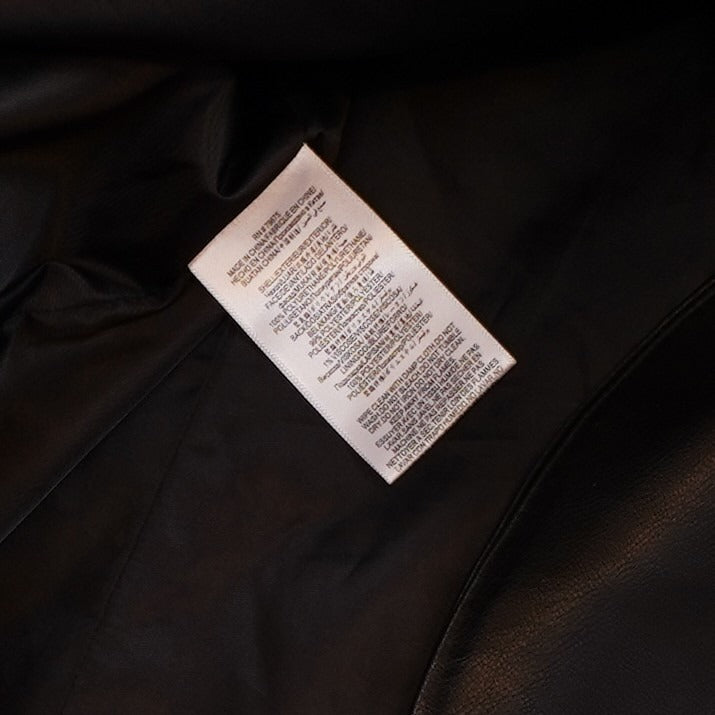 BCBGMaxAzria Vegan Leather Longline Notch Collar Blazer Coat Jacket Black - L