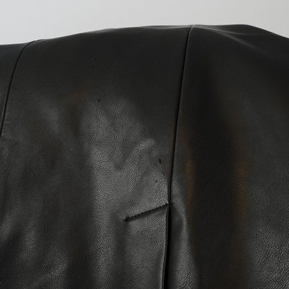 BCBGMaxAzria Vegan Leather Longline Notch Collar Blazer Coat Jacket Black - L