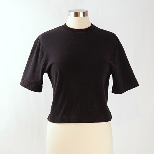 Abercrombie & Fitch Black 100% Cotton Short Sleeve Crop Top - XS