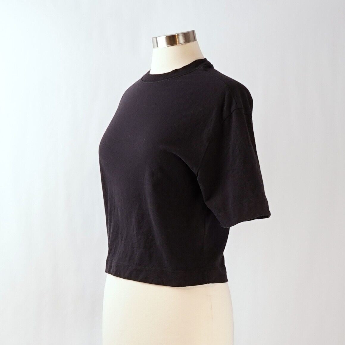 Abercrombie & Fitch Black 100% Cotton Short Sleeve Crop Top - XS
