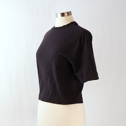 Abercrombie & Fitch Black 100% Cotton Short Sleeve Crop Top - XS