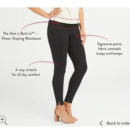 Spanx Ponte Ankle Length Slit Hem Leggings Navy - Large Petite