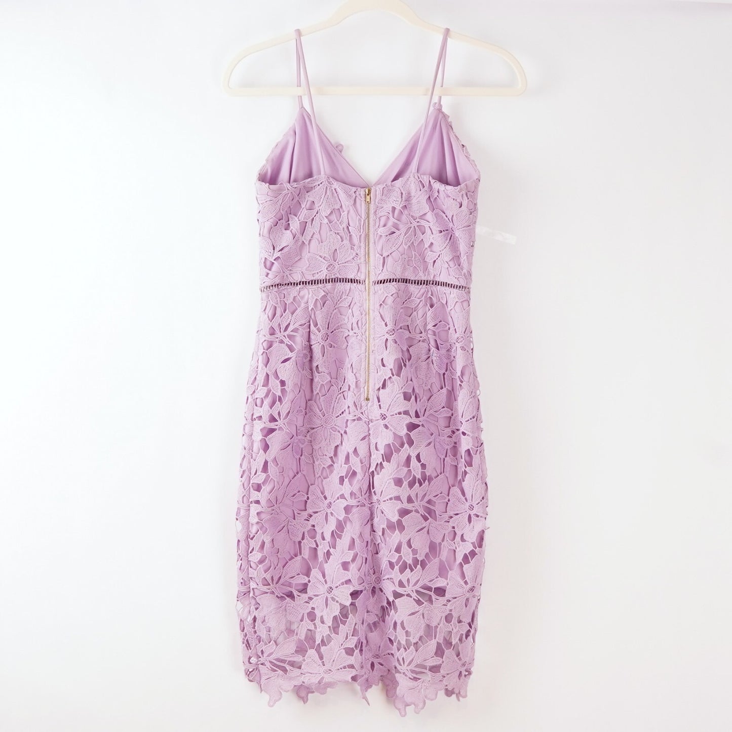 Love Ady Lavender Purple Floral Lace Overlay Dress - S