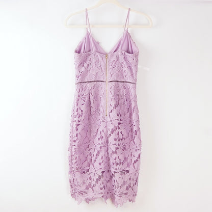 Love Ady Lavender Purple Floral Lace Overlay Dress - S