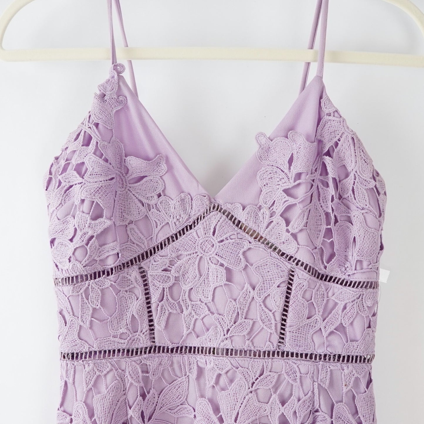 Love Ady Lavender Purple Floral Lace Overlay Dress - S