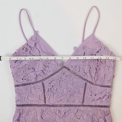 Love Ady Lavender Purple Floral Lace Overlay Dress - S