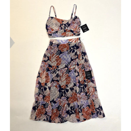 Lulus Floating Through Flowers Multi Floral Two-Piece Midi Dress - XS
