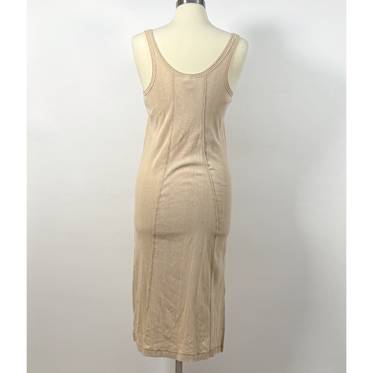 We The Free People Venice Tank Midi Dress Beige Ribbed Hook & Eye - S