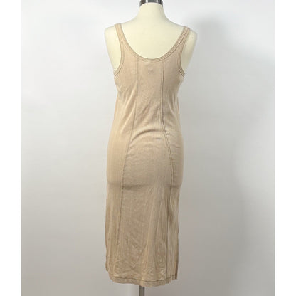 We The Free People Venice Tank Midi Dress Beige Ribbed Hook & Eye - S