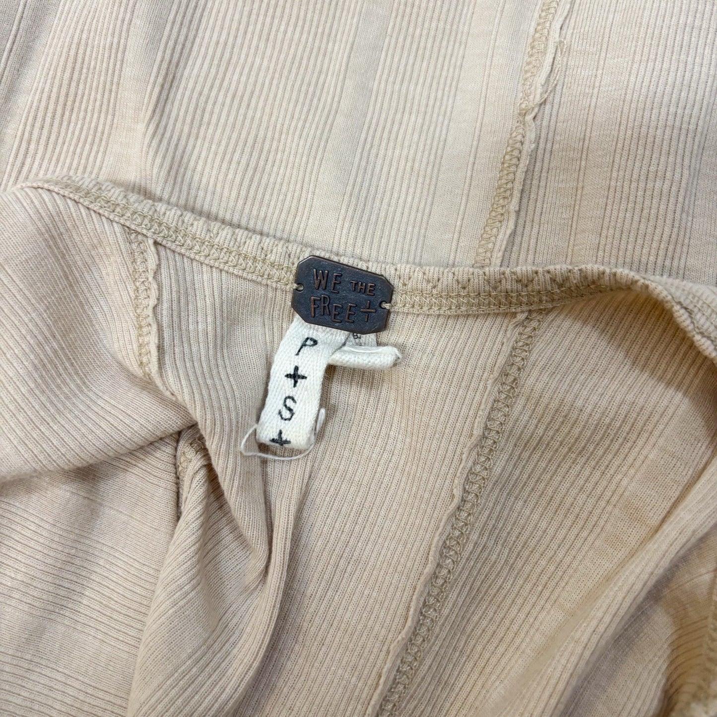 We The Free People Venice Tank Midi Dress Beige Ribbed Hook & Eye - S