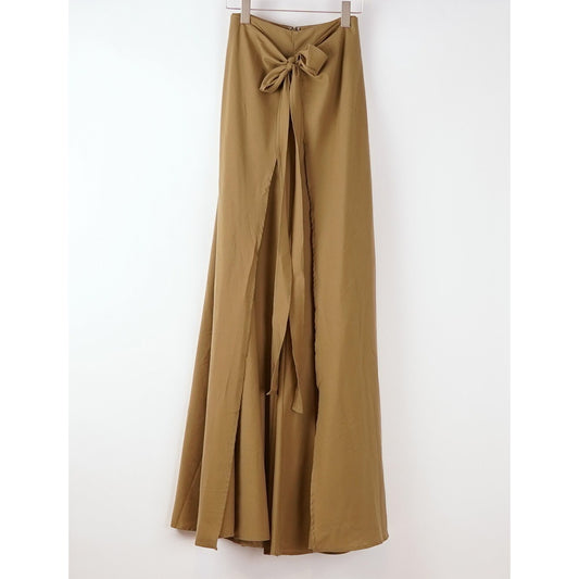 Andrea Iyamah Thema Olive Wide Leg Sarong Cotton Blend Pants - XS
