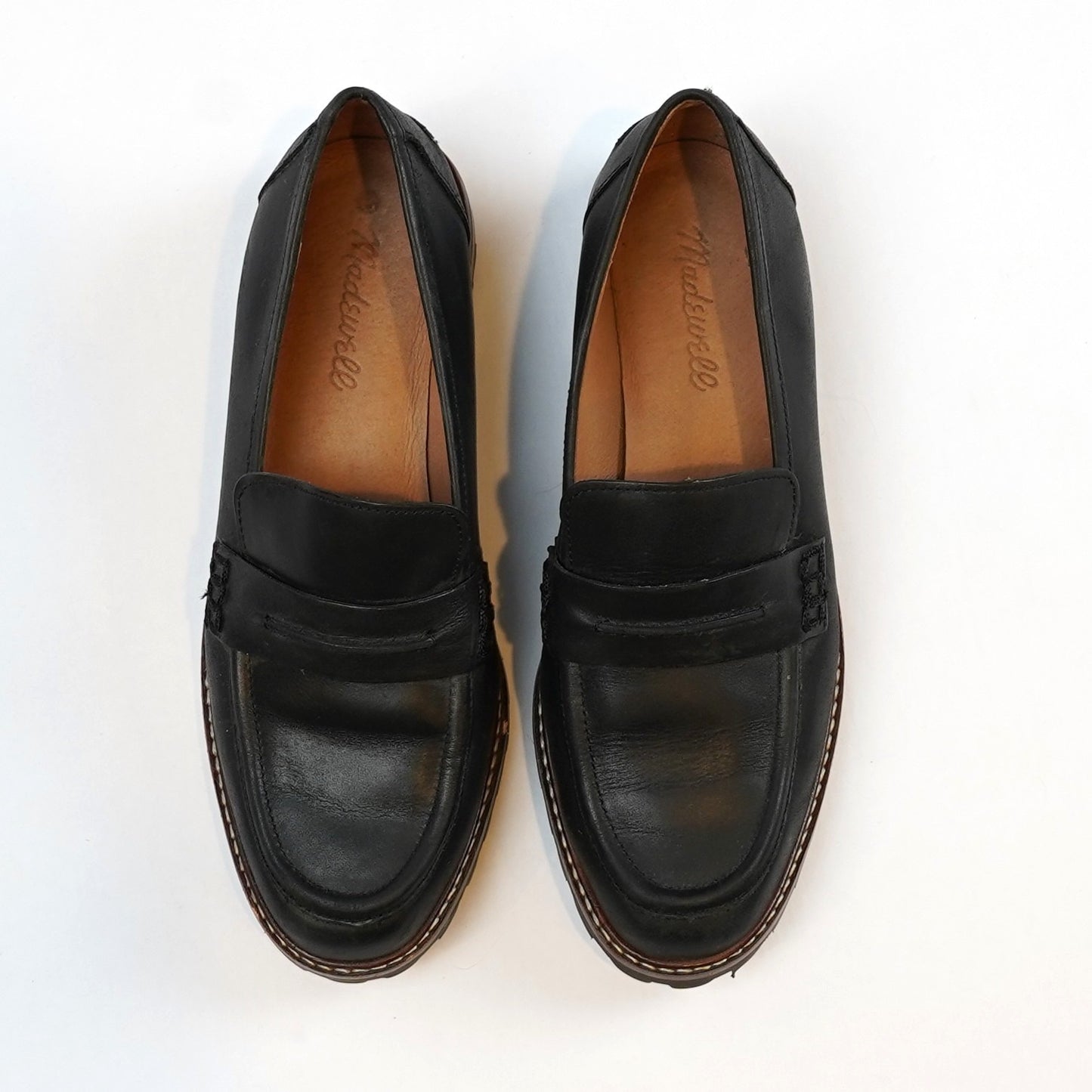 Madewell Corinne Lugsole Leather Platform Loafers Black - 7.5