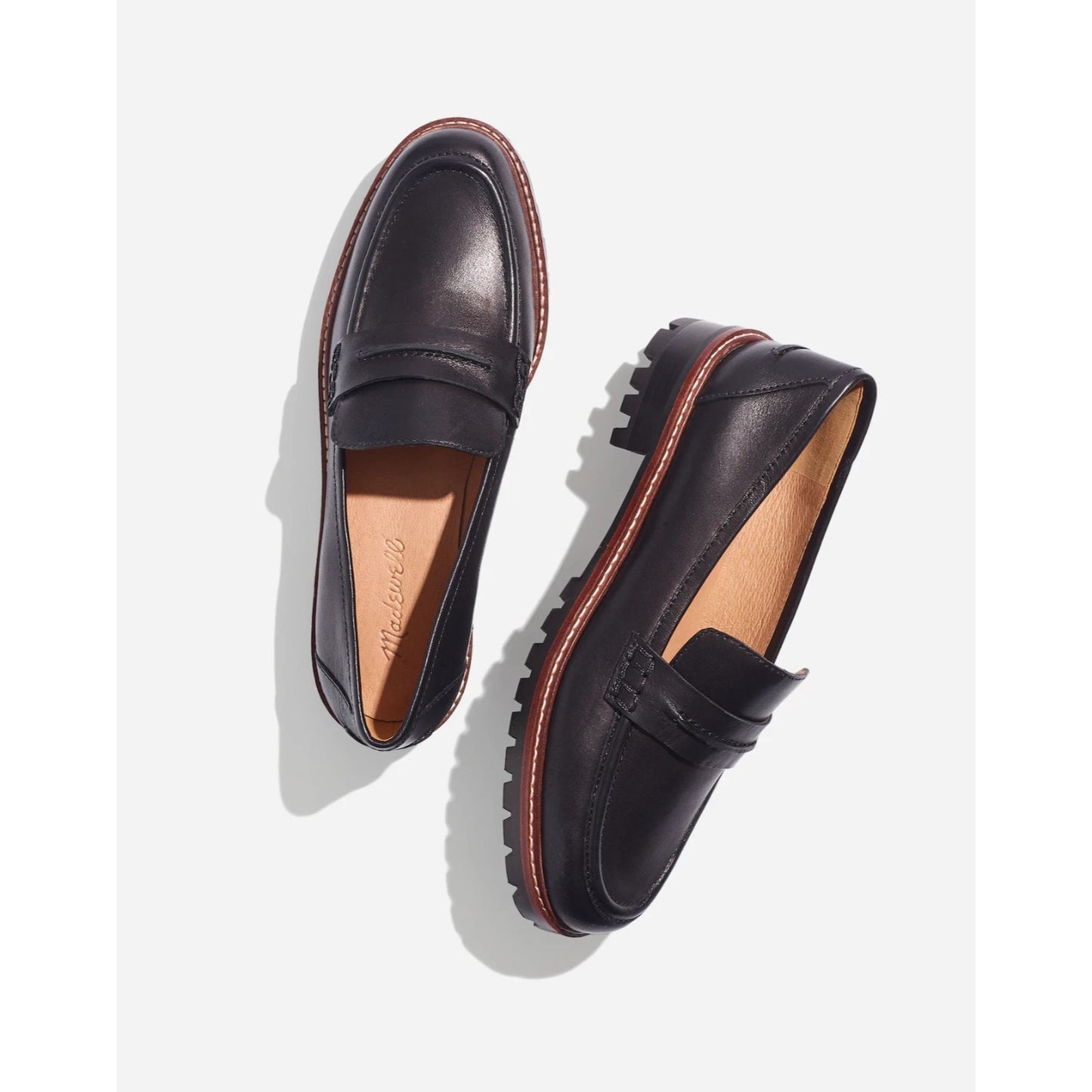 Madewell Corinne Lugsole Leather Platform Loafers Black - 7.5