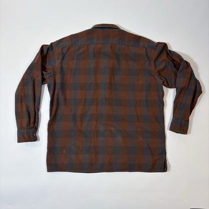 Uniqlo Brown Flannel Check Plaid Long Sleeve Button Up Shirt - XL