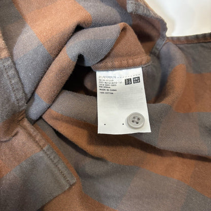 Uniqlo Brown Flannel Check Plaid Long Sleeve Button Up Shirt - XL