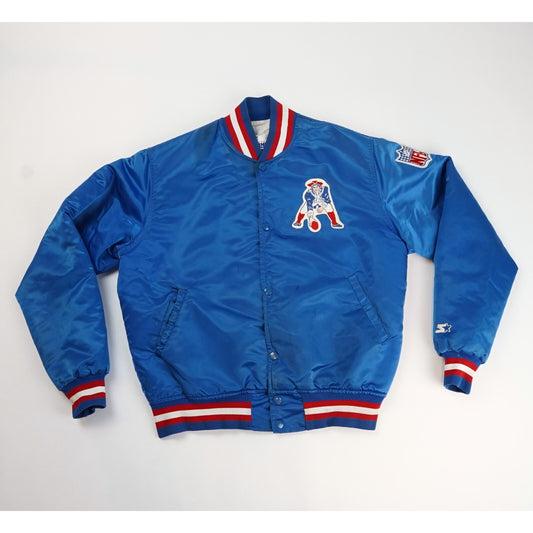 New England Patriots Satin Starter Bomber Jacket - Mens Medium - Vintage 80s/90s