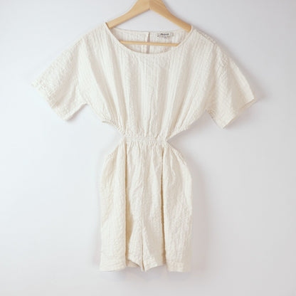 Madewell Cutout Romper in Seersucker White - S