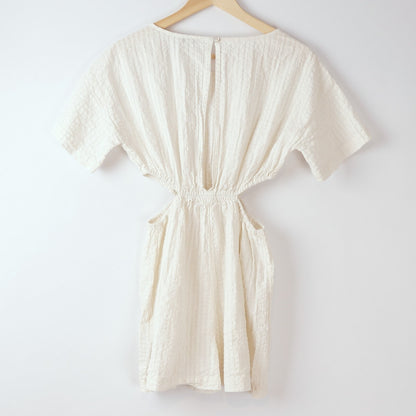 Madewell Cutout Romper in Seersucker White - S