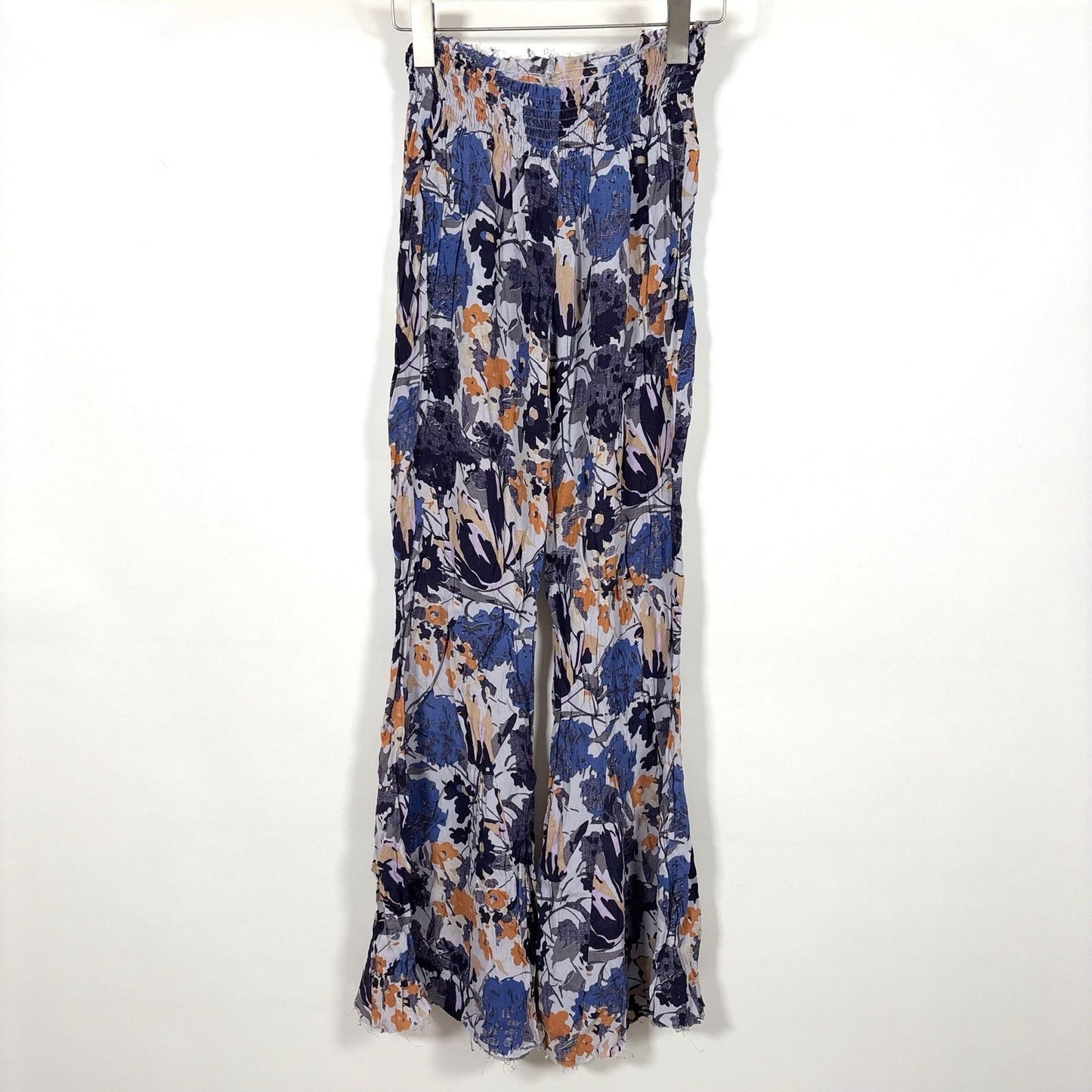 Free People One Wide Leg Flare Pants Purple Blue Floral - M