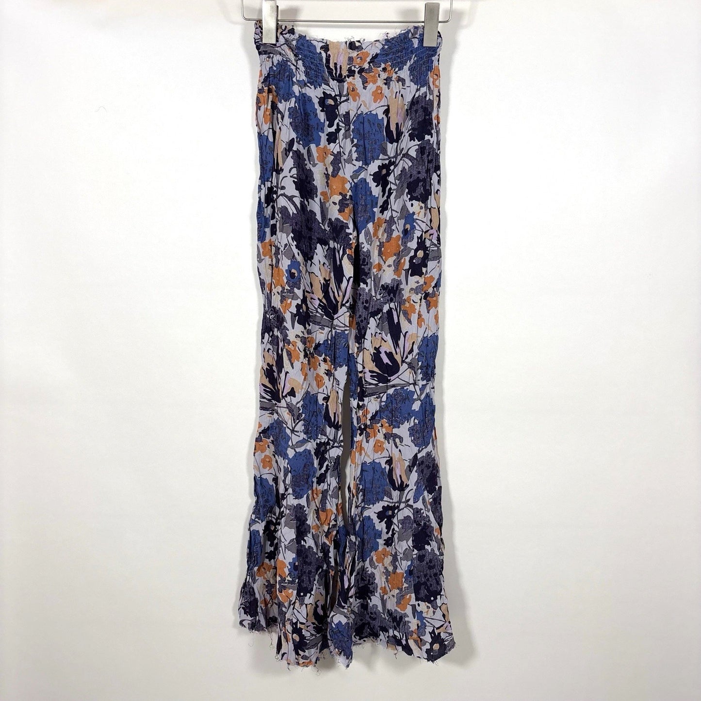 Free People One Wide Leg Flare Pants Purple Blue Floral - M