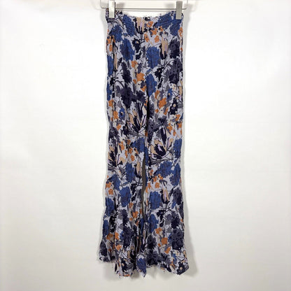 Free People One Wide Leg Flare Pants Purple Blue Floral - M