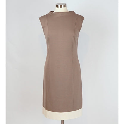 St John Knit Sleeveless Sheath Dress High Neck Cafe Brown - 6