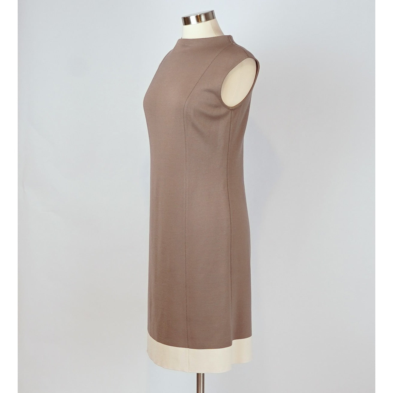 St John Knit Sleeveless Sheath Dress High Neck Cafe Brown - 6