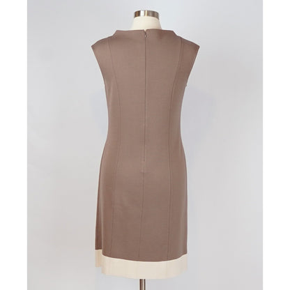 St John Knit Sleeveless Sheath Dress High Neck Cafe Brown - 6