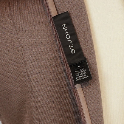 St John Knit Sleeveless Sheath Dress High Neck Cafe Brown - 6