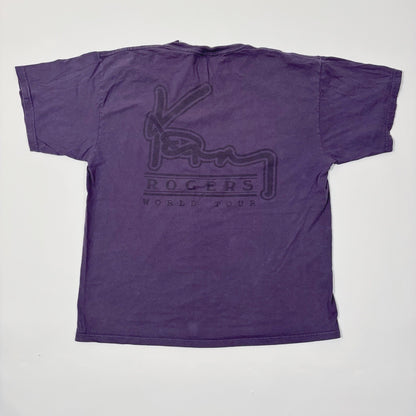 Kenny Rogers World Tour Concert Graphic T-Shirt Purple Vintage 90s - XL