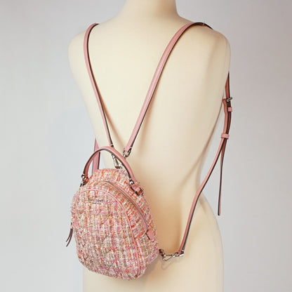Kate Spade Briar Lane Mini Quilted Pink Tweed Leather Convertible Backpack