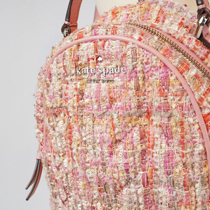 Kate Spade Briar Lane Mini Quilted Pink Tweed Leather Convertible Backpack