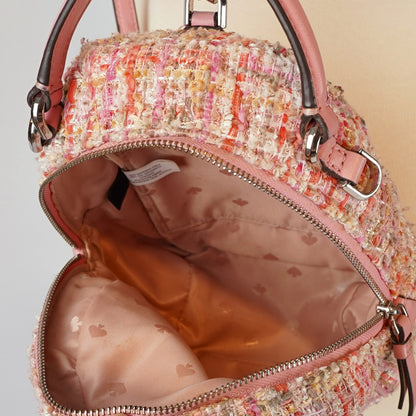 Kate Spade Briar Lane Mini Quilted Pink Tweed Leather Convertible Backpack