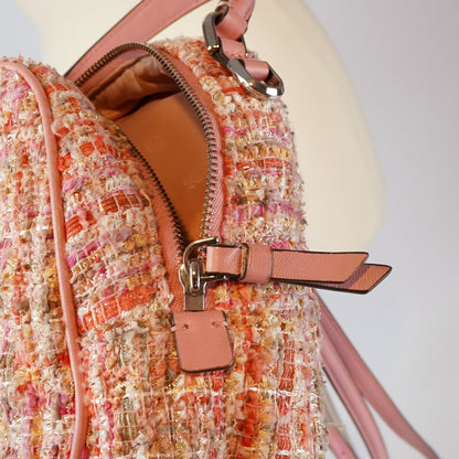 Kate Spade Briar Lane Mini Quilted Pink Tweed Leather Convertible Backpack