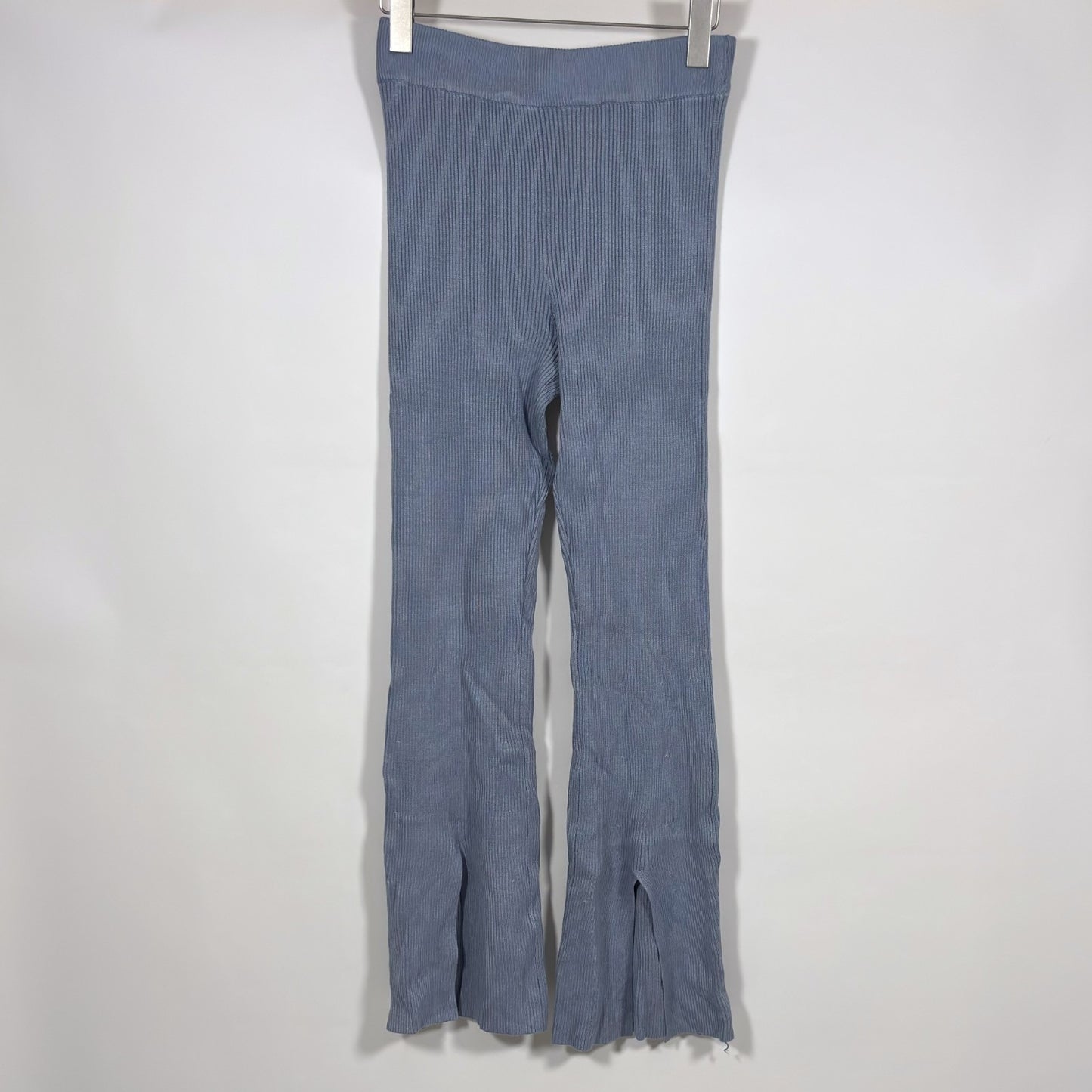 Abercrombie & Fitch Ribbed Split Hem Flare Leggings Pants Dusty Blue - S