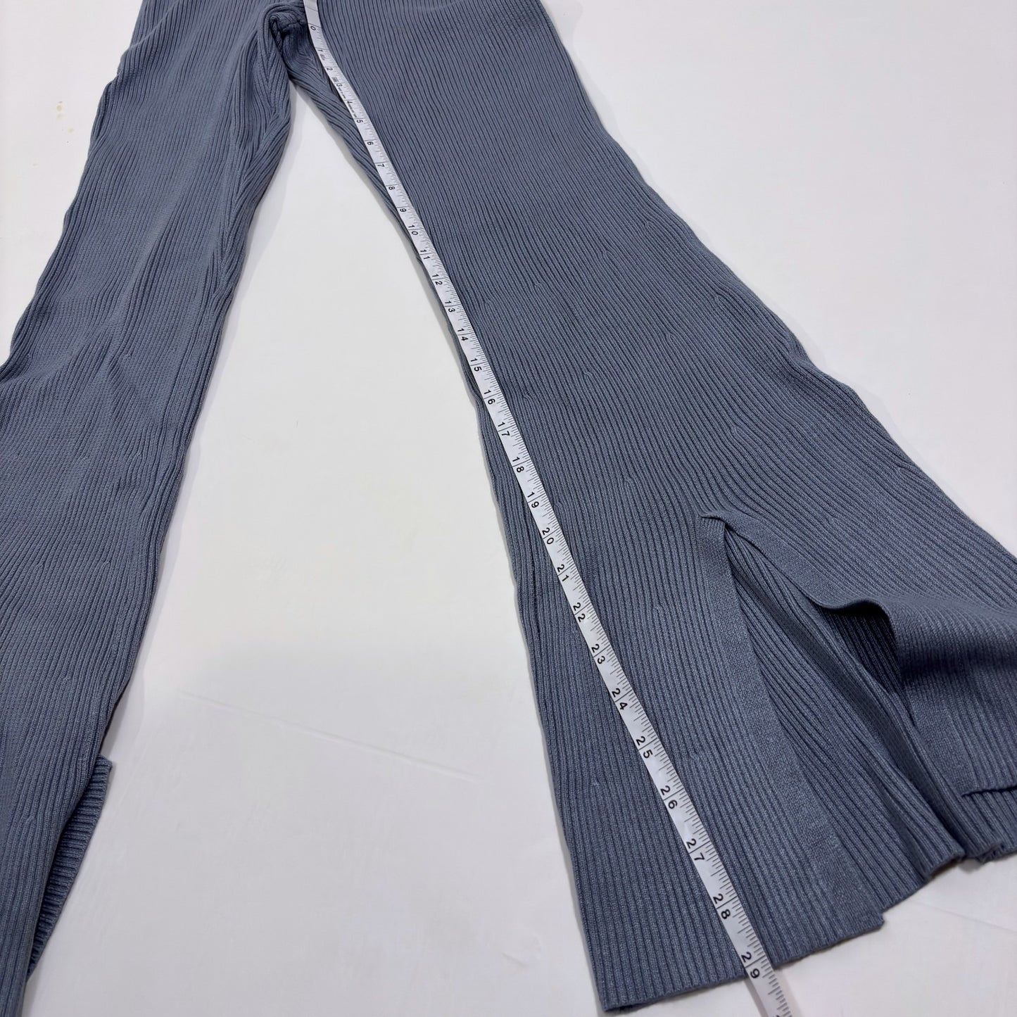 Abercrombie & Fitch Ribbed Split Hem Flare Leggings Pants Dusty Blue - S
