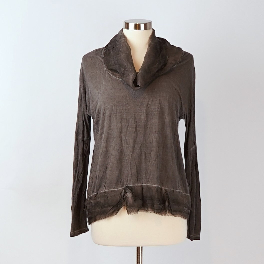 Sacred Threads Tunic Cowl Neck Long Sleeve Blouse Gray - S